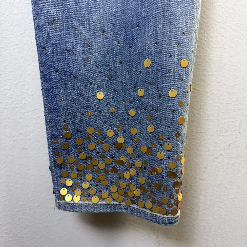 Chico’s 14 Large So Slimming Girlfriend Slim Leg ankle glitter sequin rhinestone - Picture 2 of 12